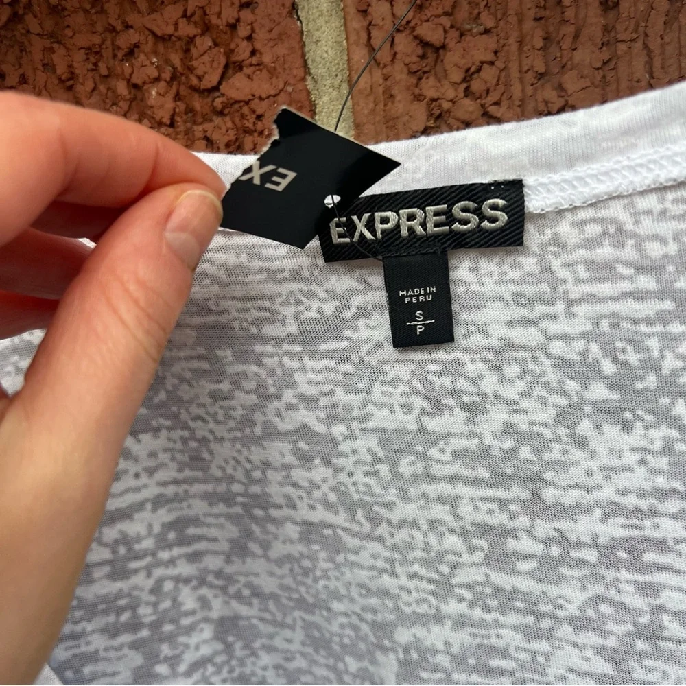 Express White Transparent and Blue Striped Scoop Neck Sleeveless Tank Top